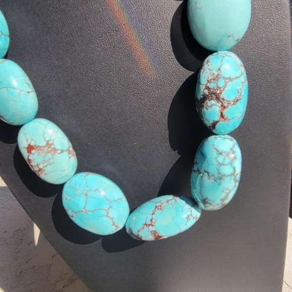 Chunky 1390 Cts Tibetan Turquoise Large Beaded Gemstone Necklace Unisex … - Picture 5 of 9